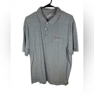 Vineyard Vines Black and White striped Polo shirt LARGE